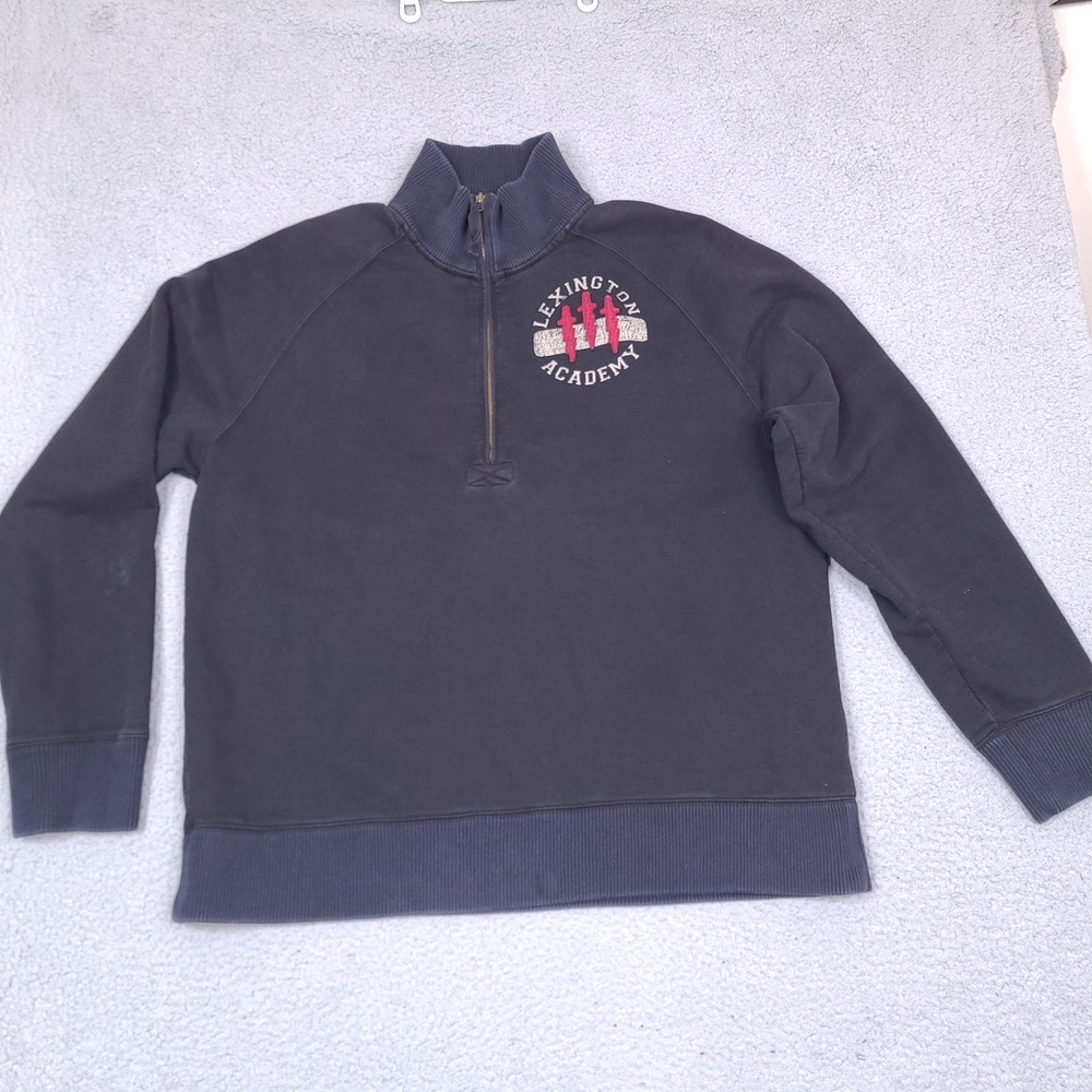 Old Navy Sweater Mens XXL‎ Black Blue Lexington Academy 1/4 Zip Basic Issue